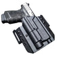 Black OWB Holster for semi-automatic pistol, threaded barrel compatible with TLR-1