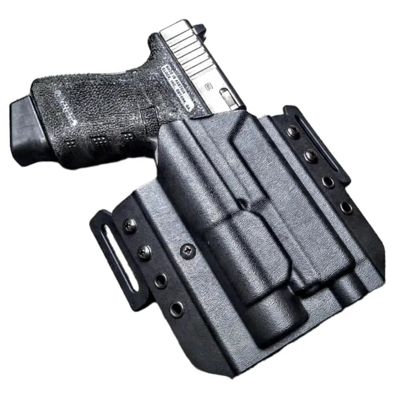 Black OWB Holster for semi-automatic pistol, threaded barrel compatible with TLR-1