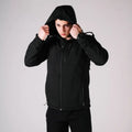 Black hooded tactical jacket Alpha with handy hand pocket for versatile outdoor wear