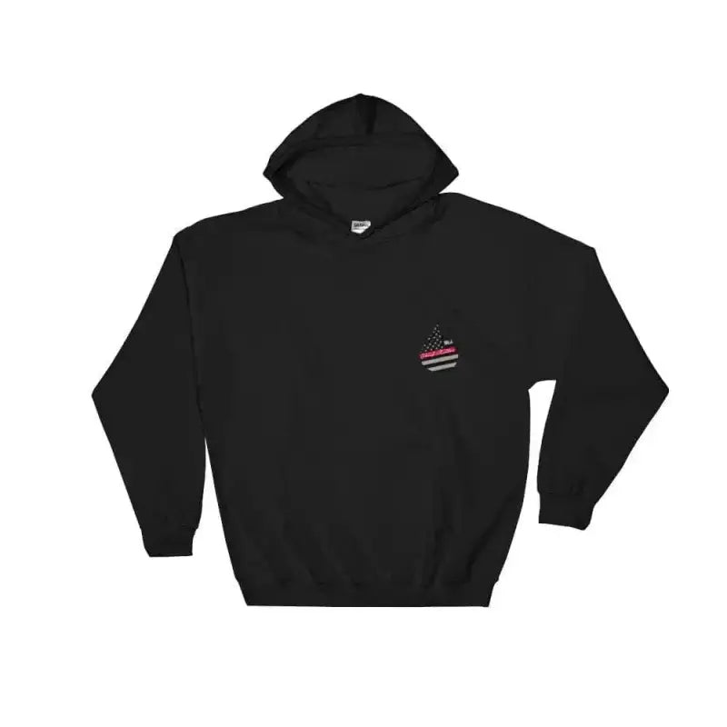 Black hooded sweatshirt with American flag apple logo for First Responders Fight’em - Hoodie