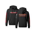 Black hooded sweatshirts featuring the Stigma Breaking Hoodie- Red Line for mental health awareness