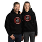 Matching black unisex hoodies with red firefighter emblems for Tattoos Matter Version 2