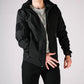 Black hooded tactical jacket with hand pockets for Tactical Jacket Alpha collection