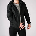 Black hooded tactical jacket with hand pockets for Tactical Jacket Alpha collection