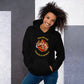 Black unisex hoodie with circular firefighter emblem, perfect for Engine 19 fans