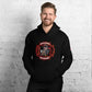 Black unisex hoodie with red firefighter emblem, Tattoos Matter Version 2 design, 3XL-5XL