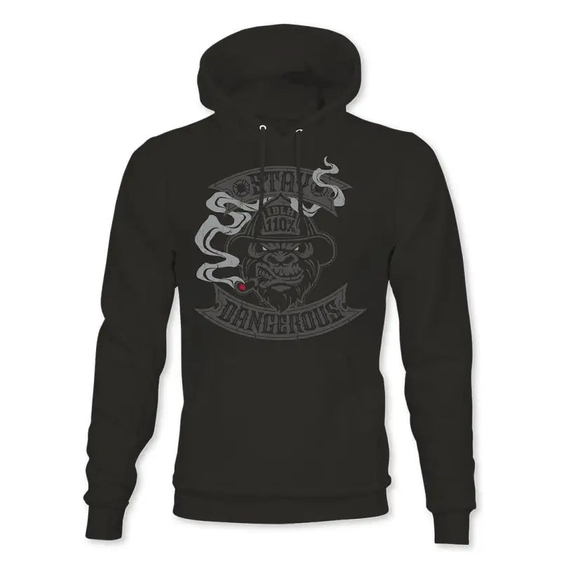 Black cotton 2XL hoodie featuring a smoking skull graphic design on the front