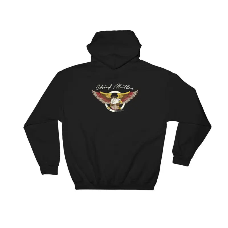 Black hoodie sweatshirt with winged skull logo, perfect for first responders, Eagle - Hoodie