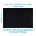 Black hook-and-loop fastener patch with textured surface for leather - removable patch