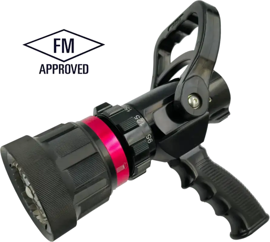 Black firefighting selectable nozzle 722 with red ring, ideal gallonage nozzle choice