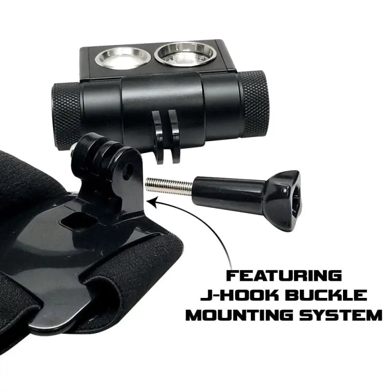 Black mounting system with J-hook buckle attachment for Explorer HL-10 Red IR Headlamp