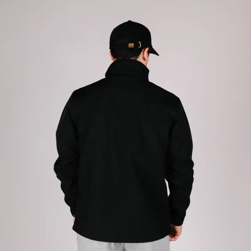 Black tactical jacket with hand pocket and baseball cap for Tactical Jacket Bravo