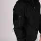 Black Tactical Jacket Alpha with convenient hand pocket on sleeve for versatile wear