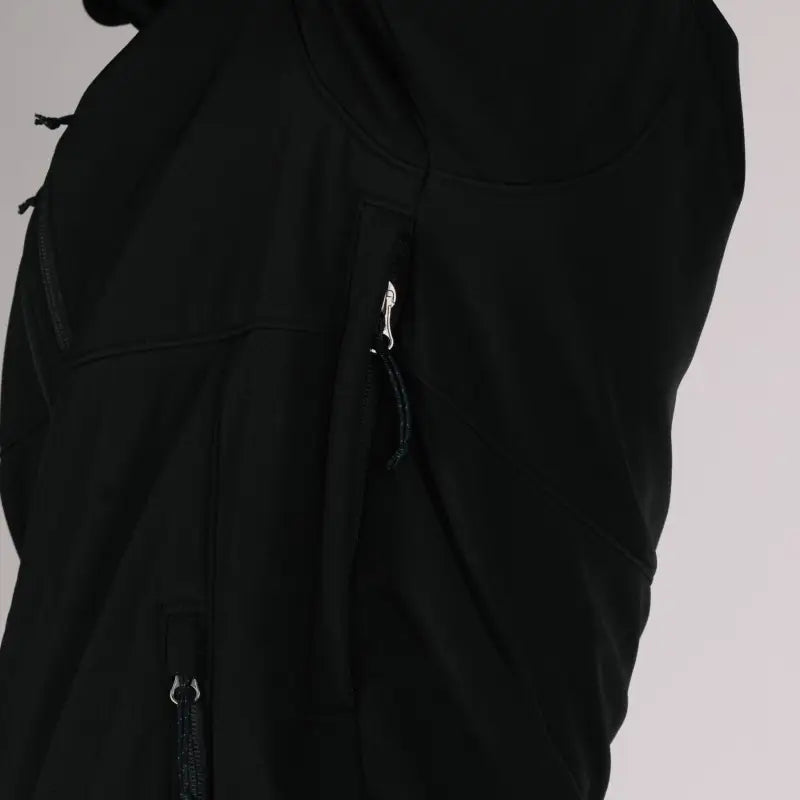 Black Tactical Jacket Alpha with zippered hand pockets for versatile wear