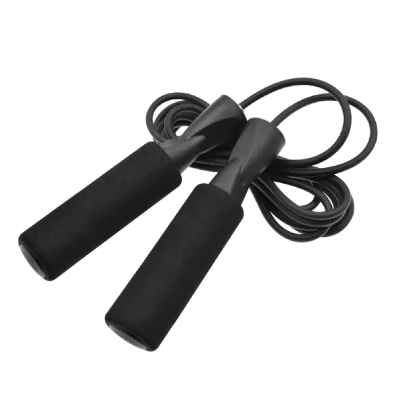 Black jump rope designed for fitness training by first responders and firefighters