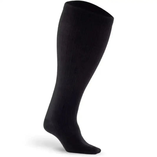 Black knee-high compression sock from Marathon Wide-Calf for first responders and firefighters