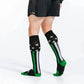 Black knee-high socks with green stripes and white stars for First Responder Green