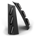 Black knife block with angled slots for Feniex Quantum Pillar Mount, ideal for first responders