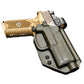 Black Kydex holster with tan pistol for Non-Light Bearing Multimount hardware kit