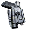 Black Kydex Light Bearing IWB Holster with weapon light attachment and optic cut