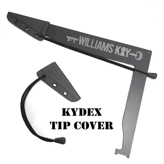 Black Kydex Tip Cover with mounting hardware for a secure fit and enhanced protection