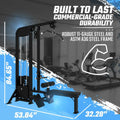 Black SFE Lat Pulldown & Low Row Combo with 250lb weight stack and dimensions shown