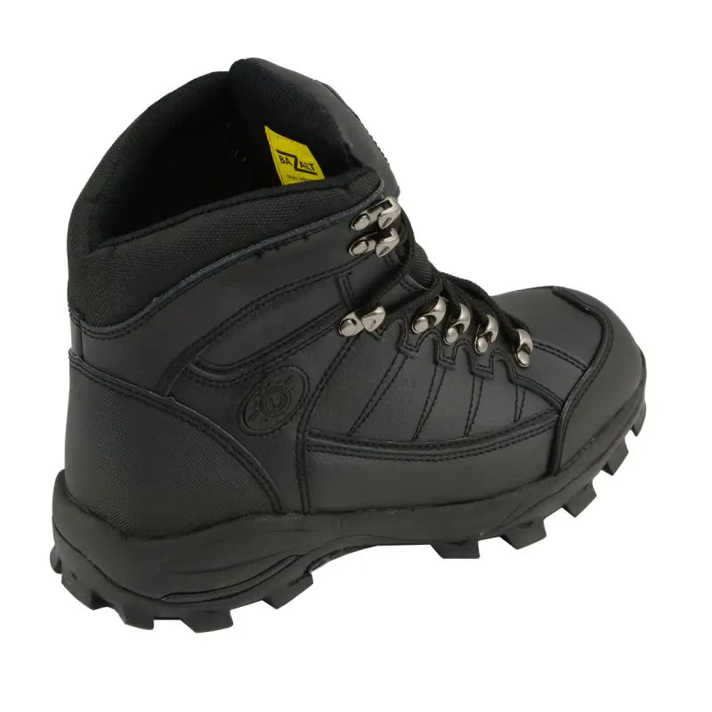 Black waterproof leather lace-up boot Bazalt MBM9128 with rugged tread and frost proof design