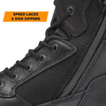 Black leather Stealth Force men’s tactical boot with speed laces and side zipper