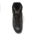 Black leather combat boot with non-metallic composite for first responders and firefighters