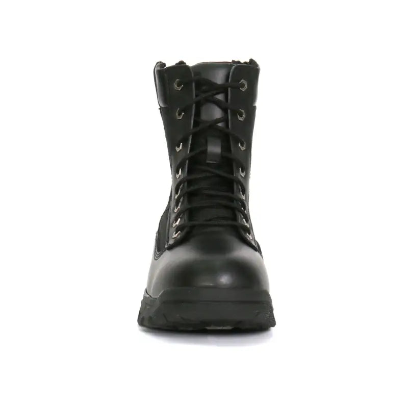 Black leather SWAT style lace-up boot with zippers for men by Hot Leathers