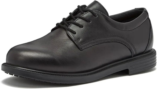Black leather work shoes for men, ACTIVE DUTY Oxford non-slip dress shoes