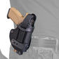 Black leather gun holster with belt attachment for Contour Paddle Holster by Sig Sauer and H&K