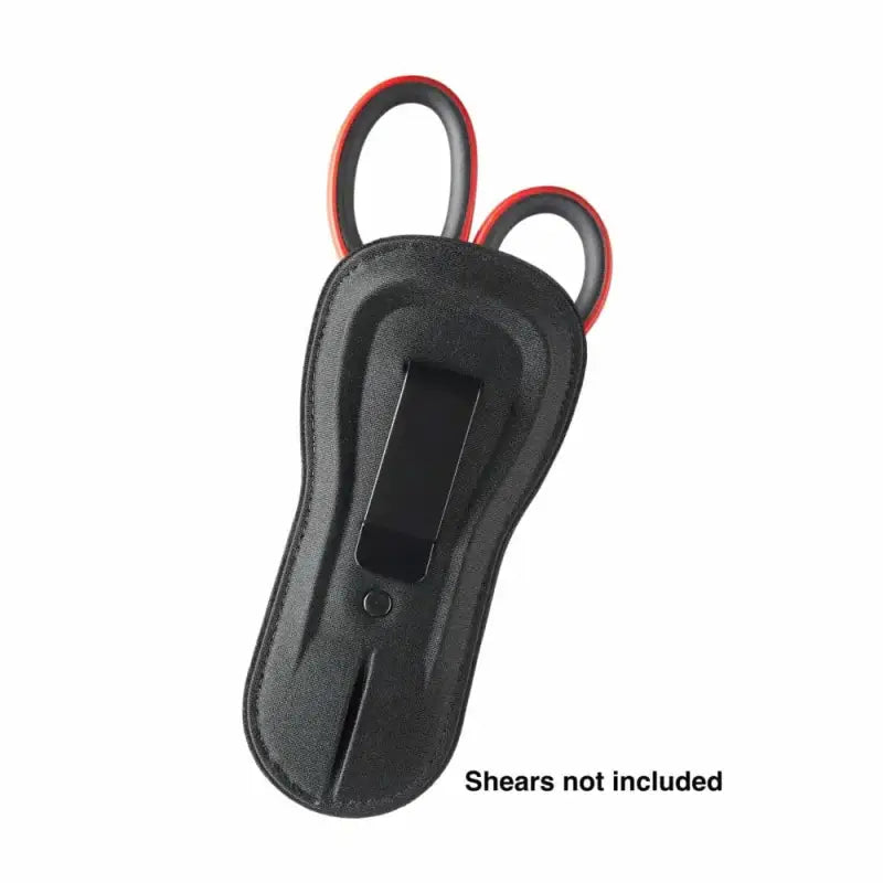 Black leather XShear Soft Holster with red trim for holding scissors or shears