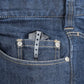 Black leather pocket clip on Asset Tactical Jeans enhances functionality and style