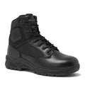 Black leather tactical boot with non-metallic composite for first responders and firefighters