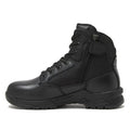 Black leather tactical boot with non-metallic composite for first responders and firefighters