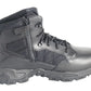 Black leather tactical boot with polishable toe for hot weather and first responders
