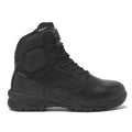 Black leather tactical boot with non-metallic composite for first responders and firefighters