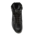 Black leather tactical boot with non-metallic composite for first responders and firefighters