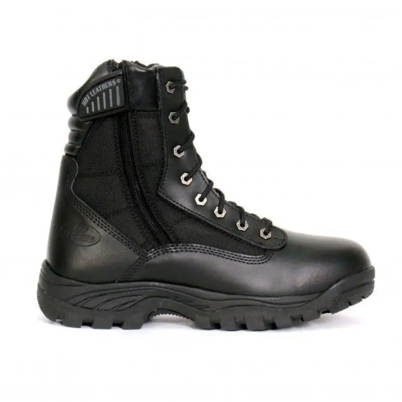 Black Leather SWAT Style Lace Up Boots with Zippers for men BTM1012