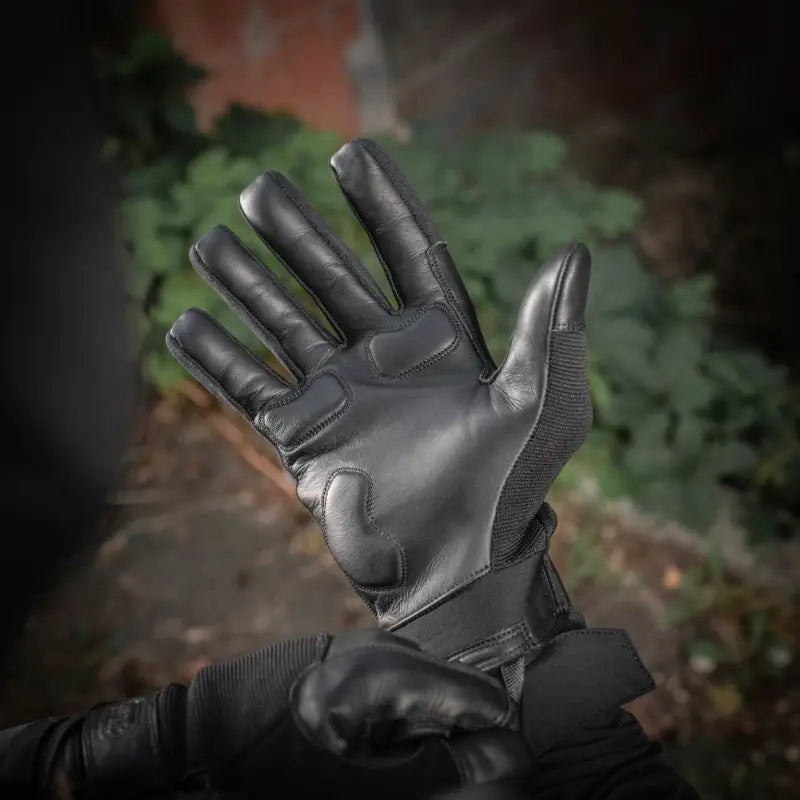 Black leather articulated fingers tactical glove from M-Tac Gloves Police Gen.2