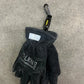 Black leather work gloves with a carabiner for glove holder and first responders, high-grade metal