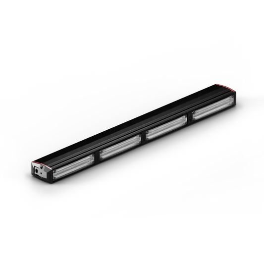 Black LED light bar on Feniex Quantum 2.0 Stick Light for first responders