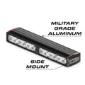 Black LED light bar on Feniex Fusion-S 100 Stick Light for first responders