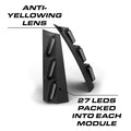 Black LED light modules on Feniex Quantum 2.0 Pillar Mount for first responders