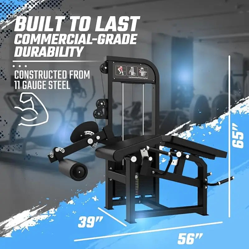Black SFE Commercial Prone Leg Curl and Extension Machine with 250lb weight stack