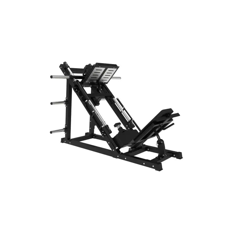 Black leg press machine from SFE Commercial 45 Degree Plate Loaded Leg Press Hack Squat Combo