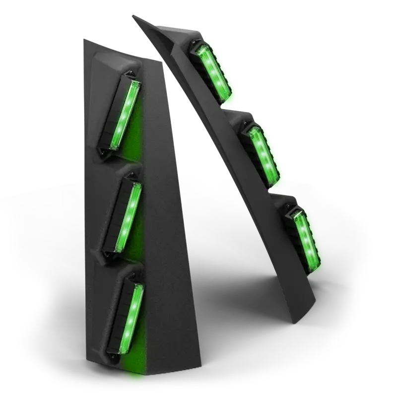 Black light-up corner guards for Feniex Quantum 2.0 Pillar Mount for first responders