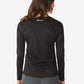 Black long-sleeve underscrub for women, showcased from the back