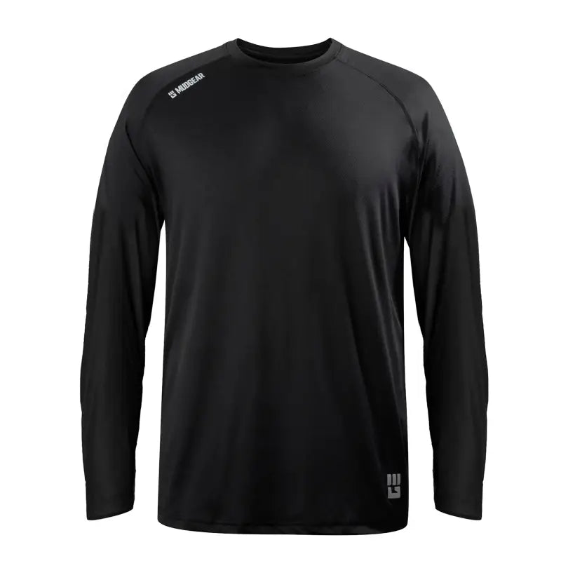 Black long-sleeve athletic shirt, Mudgear Men’s Loose Fit Performance Shirt VX in black